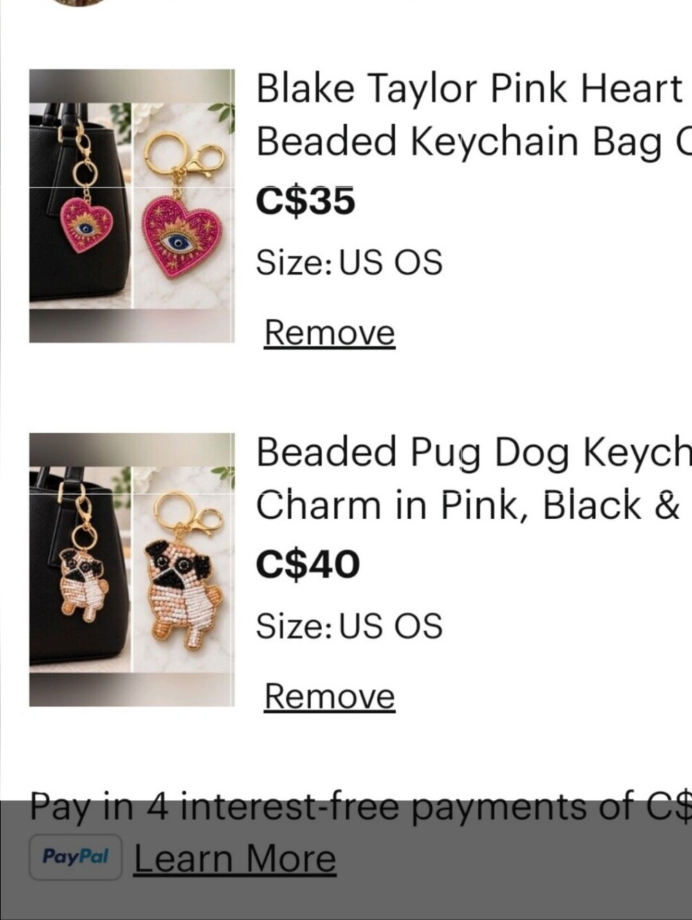 Blake Taylor Heart Bag Charm And Unbranded Pug Bag Charm
